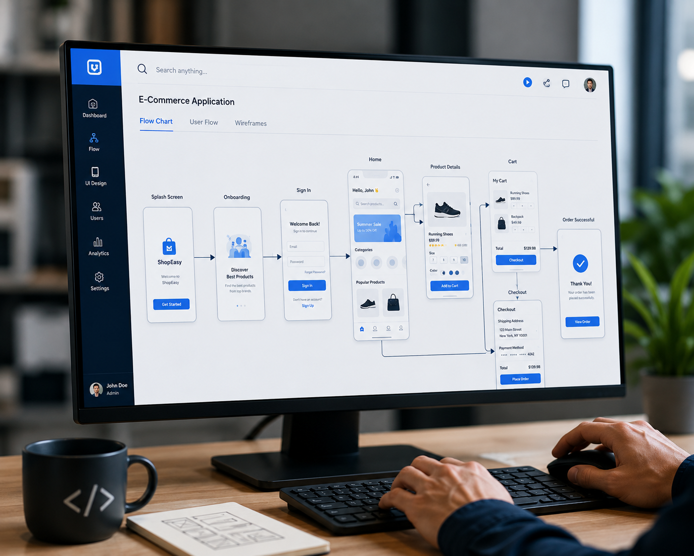 Custom software application planning and user-flow design