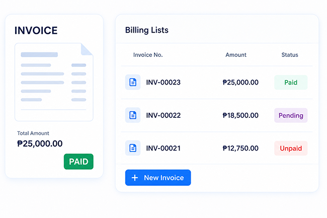 IcyPay ERP billing management workspace