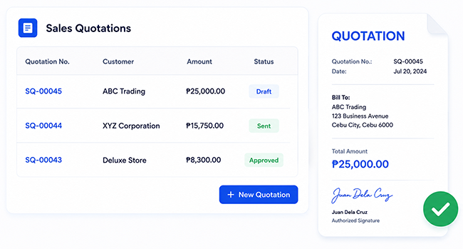 IcyPay ERP sales and quotation management workspace
