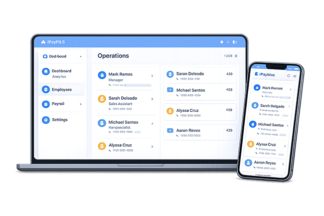 IcyPay employee self-service portal on desktop and mobile devices