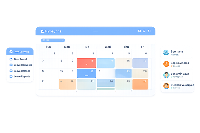 IcyPay HRIS leave management calendar and employee requests