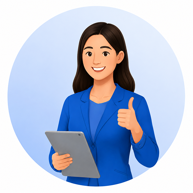 HR professional using a tablet and representing organized HR operations